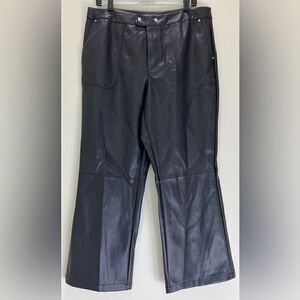 NWOT Grey Collective Faux Leather Flare Pants In Jet Black Size 12